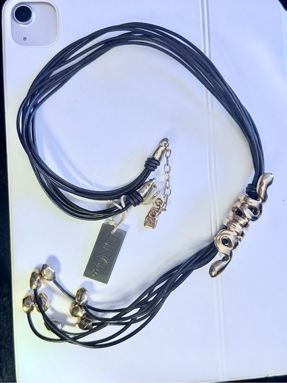 NWT Uno de 50 Gold and Black Multi-Strand Necklace